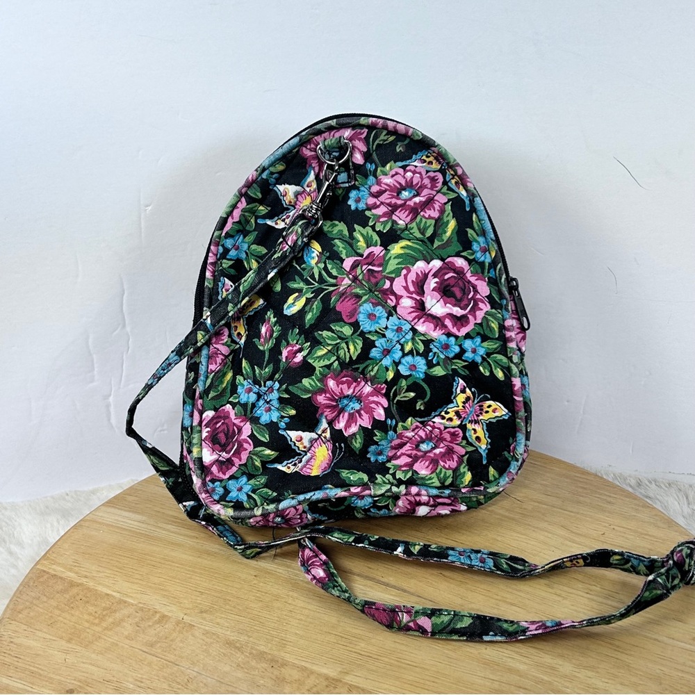 Pink and Black Quilted Floral with‎ Butterflies Collapsible Duffle